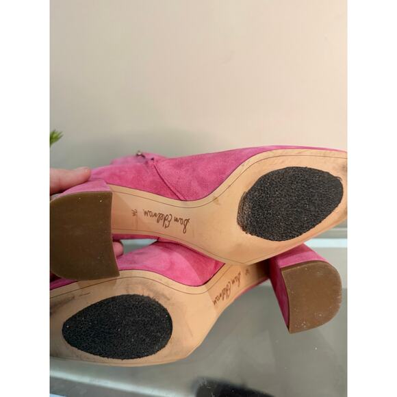 Pink Suede Sam Edelman Ankle Boots Size 7.5 | 3.5” Chunky Heel - Picture 6 of 7